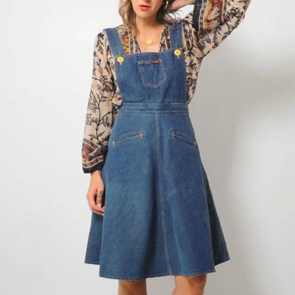 Landlubber- Vintage Overall Denim Mini Dress - Picture 1 of 5